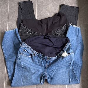 Abercrombie & Fitch A&F Maternity Panel Jeans Blue & Black Denim